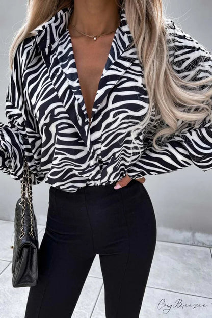 Long Arm Striped Top Zebra / 2XL