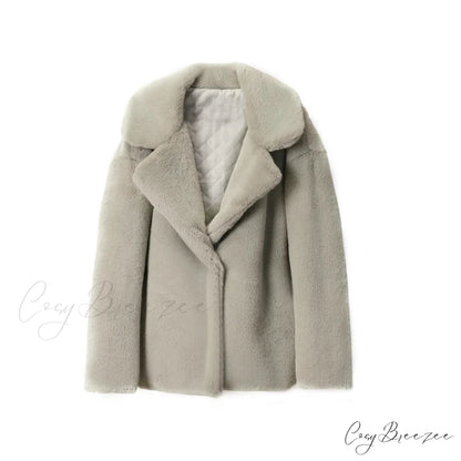 Long Faux Stylish Fur Coat nude green fur coat / S