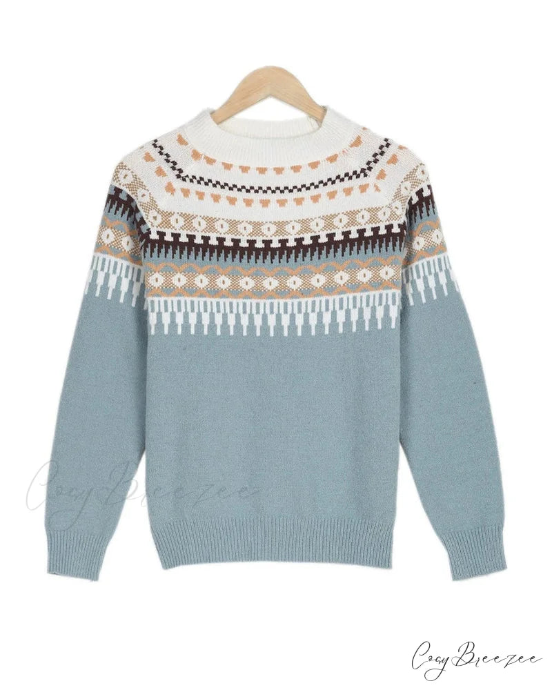 Long Patterned Arm Pullover Sweaters