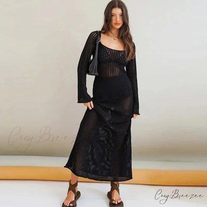 Long Sleeve Commute Robe Maxi Dress