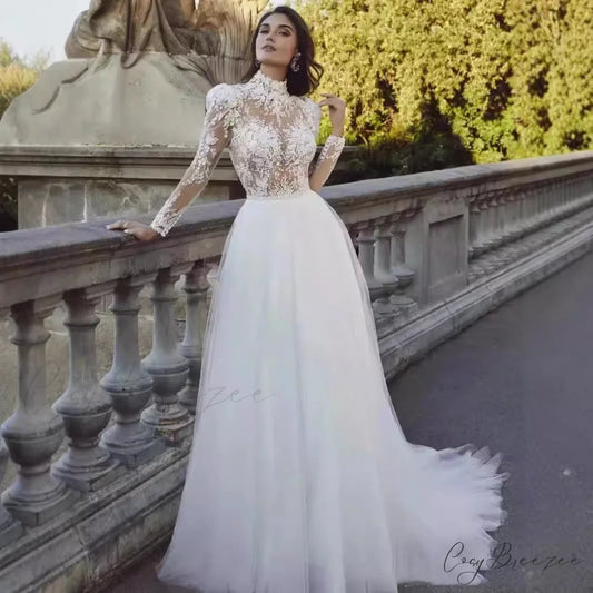 Long Sleeve French Princess Wedding Dress weddingdress-250223