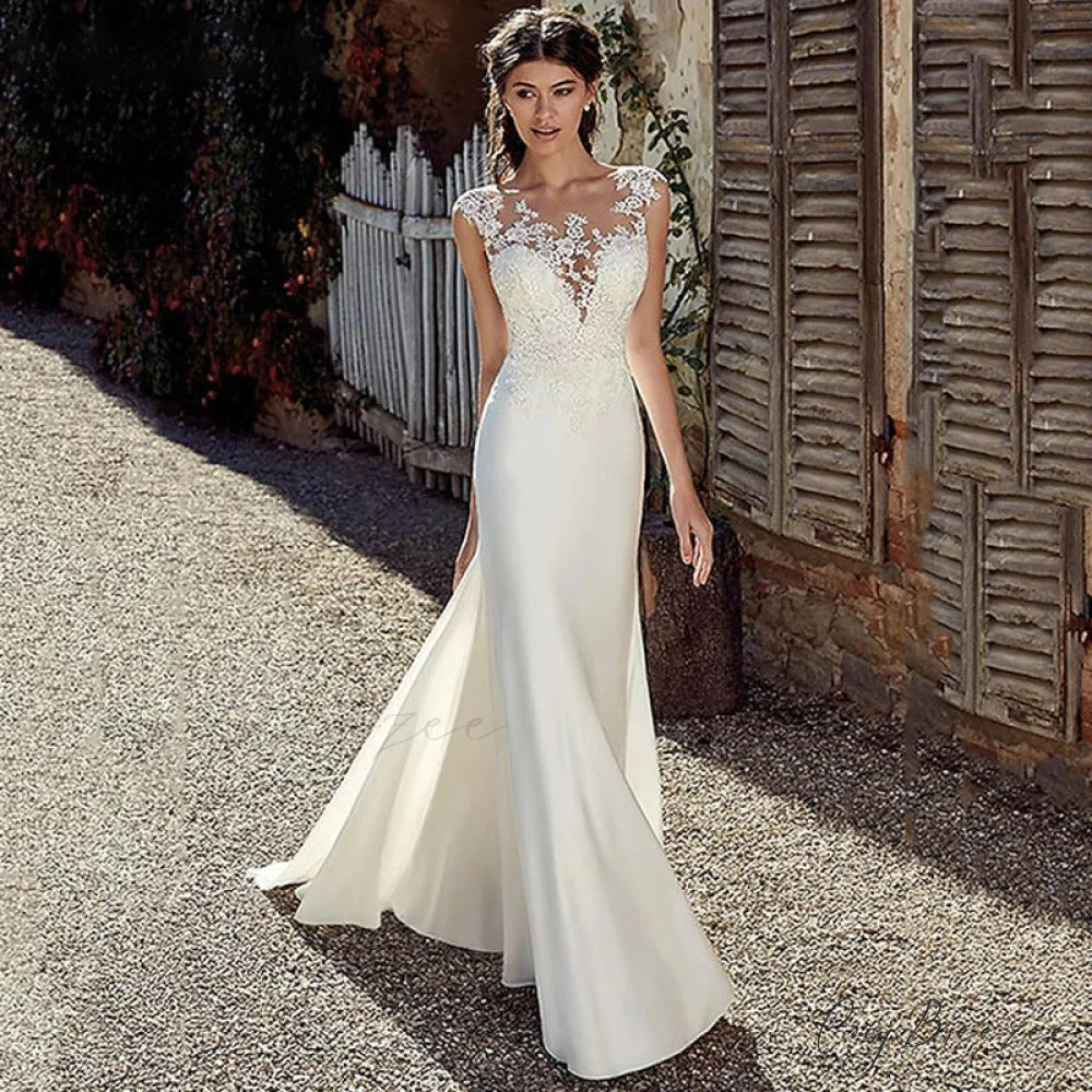 Long Sleeve Mermaid Sexy Wedding Dress lvory white / XS weddingdress-250223