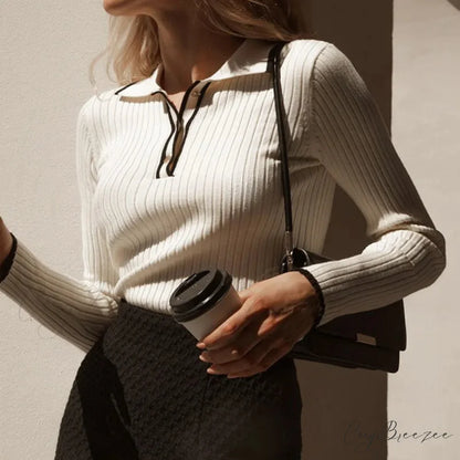 Long Sleeve Patchwork Colorblock Sweater WHITE / S swraters-241228