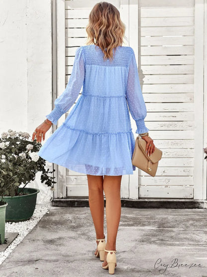 Long Solid Color Arm Mini Clip Gown Dot Chiffon for Women