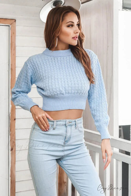 Long Sweater Round Cropped Arm with Neck