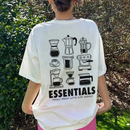 Loose Coffee Enthusiast Back Print Tee WHITE / S t-shirt-250223