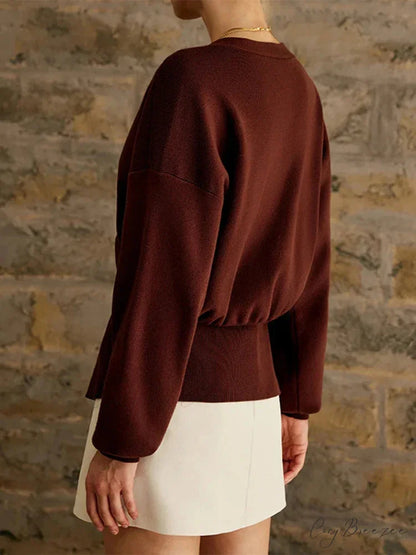 Loose Cutout V-Neck Knit Cardigan cardigans-241228