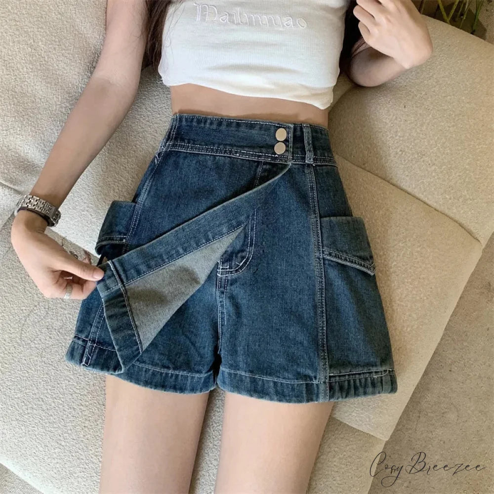 Loose Denim Pants Style Skirt skirts-250223