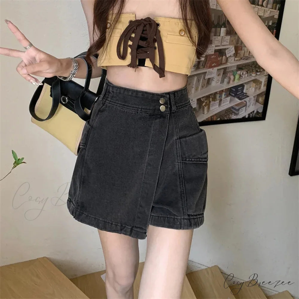 Loose Denim Pants Style Skirt skirts-250223