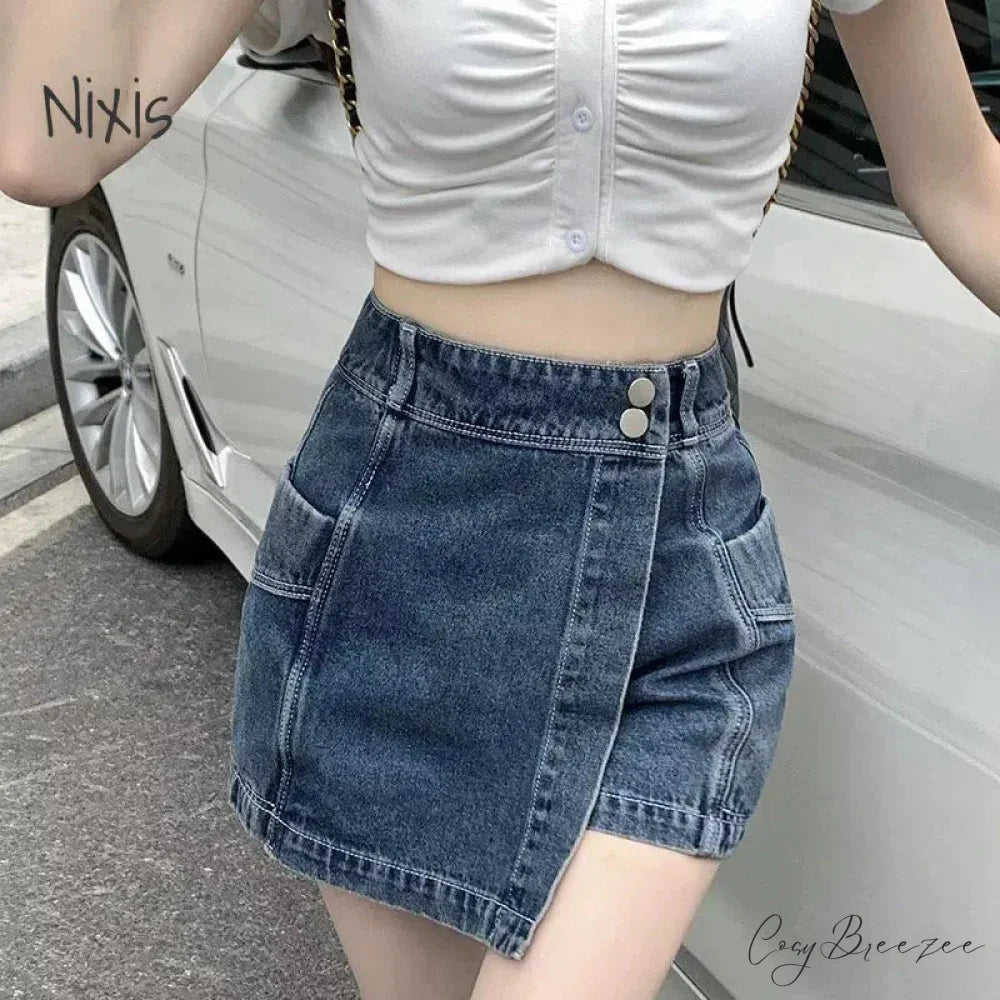 Loose Denim Pants Style Skirt skirts-250223