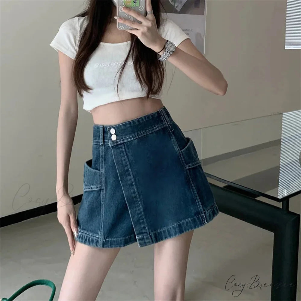 Loose Denim Pants Style Skirt skirts-250223