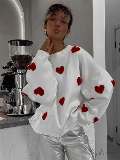 Loose Fashion Patchwork Long Sleeve Sweater Red / S swraters-241228