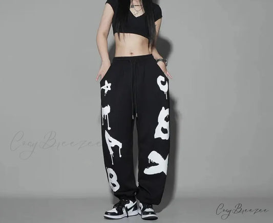 Loose Hip Hop Letter Dance Pants pants-241228