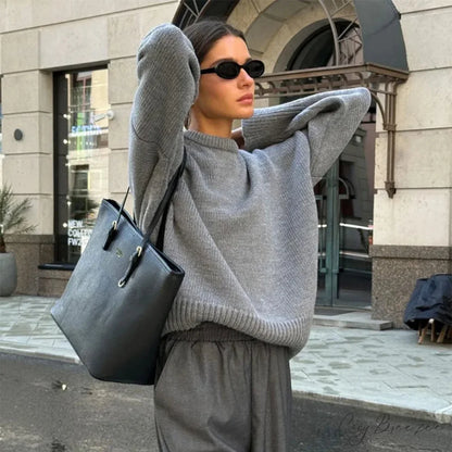 Loose O-neck Casual Streetwear Sweater GRAY / S swraters-241228