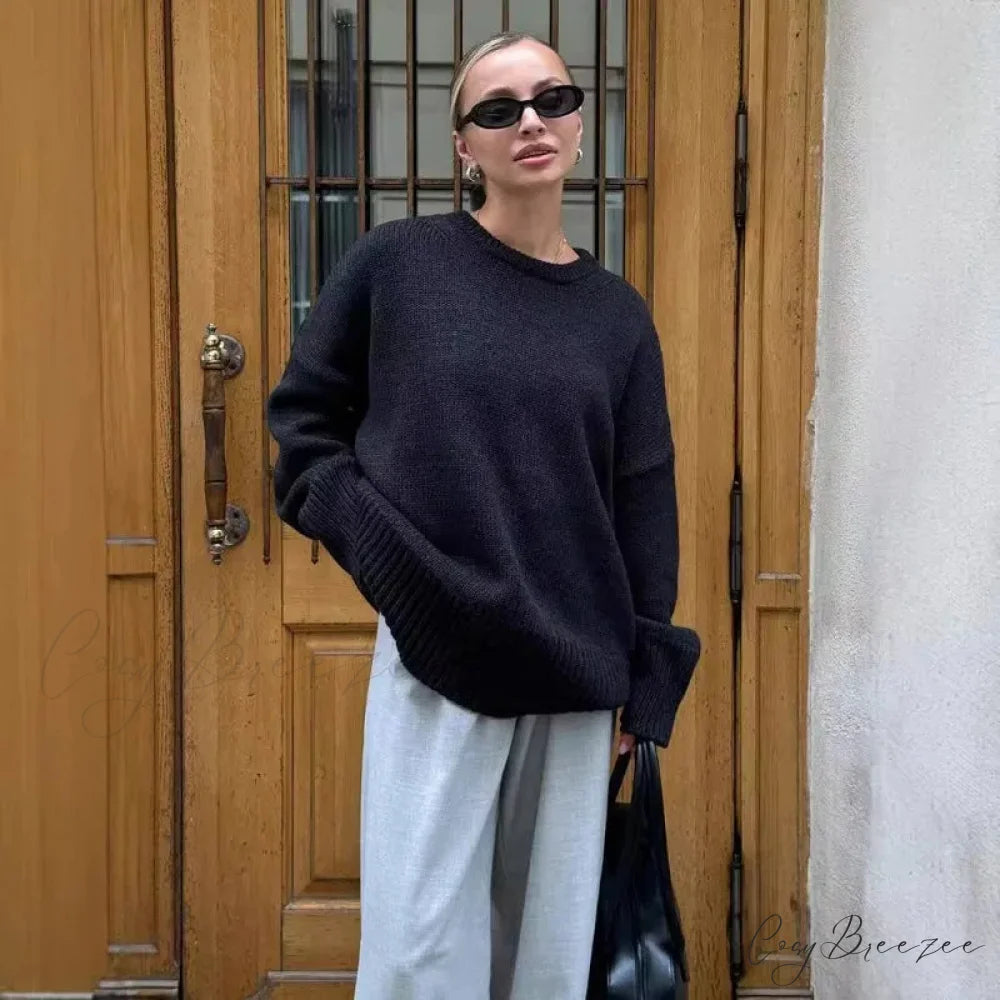 Loose O-neck Casual Streetwear Sweater swraters-241228