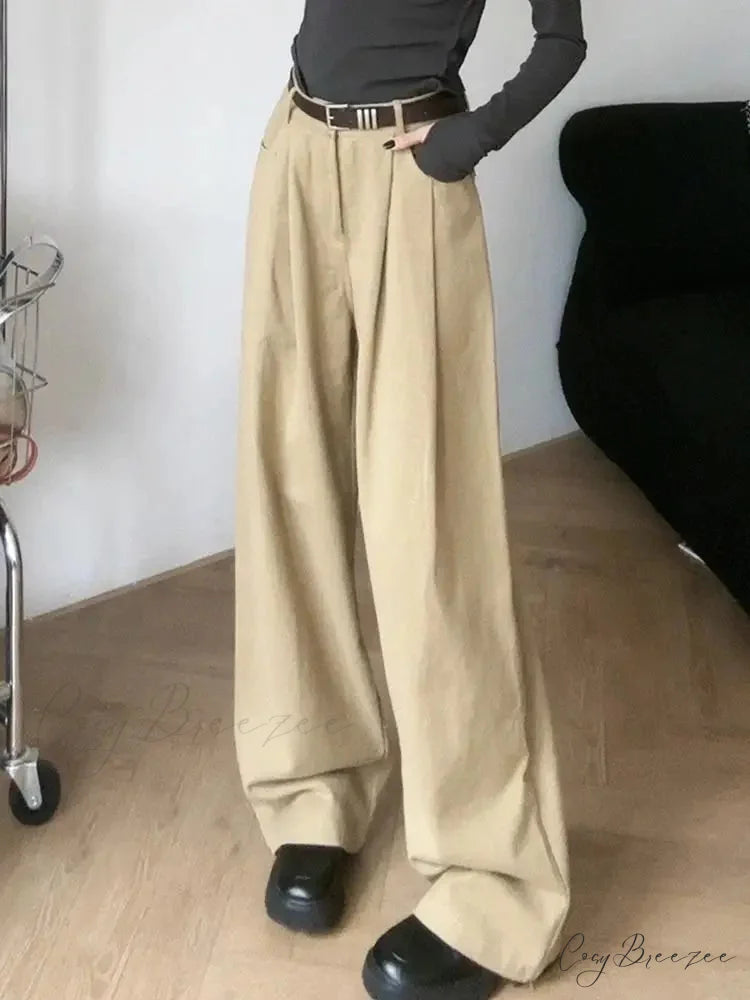 Loose Office Ladies Suit Pants Women beige / M pants-241228