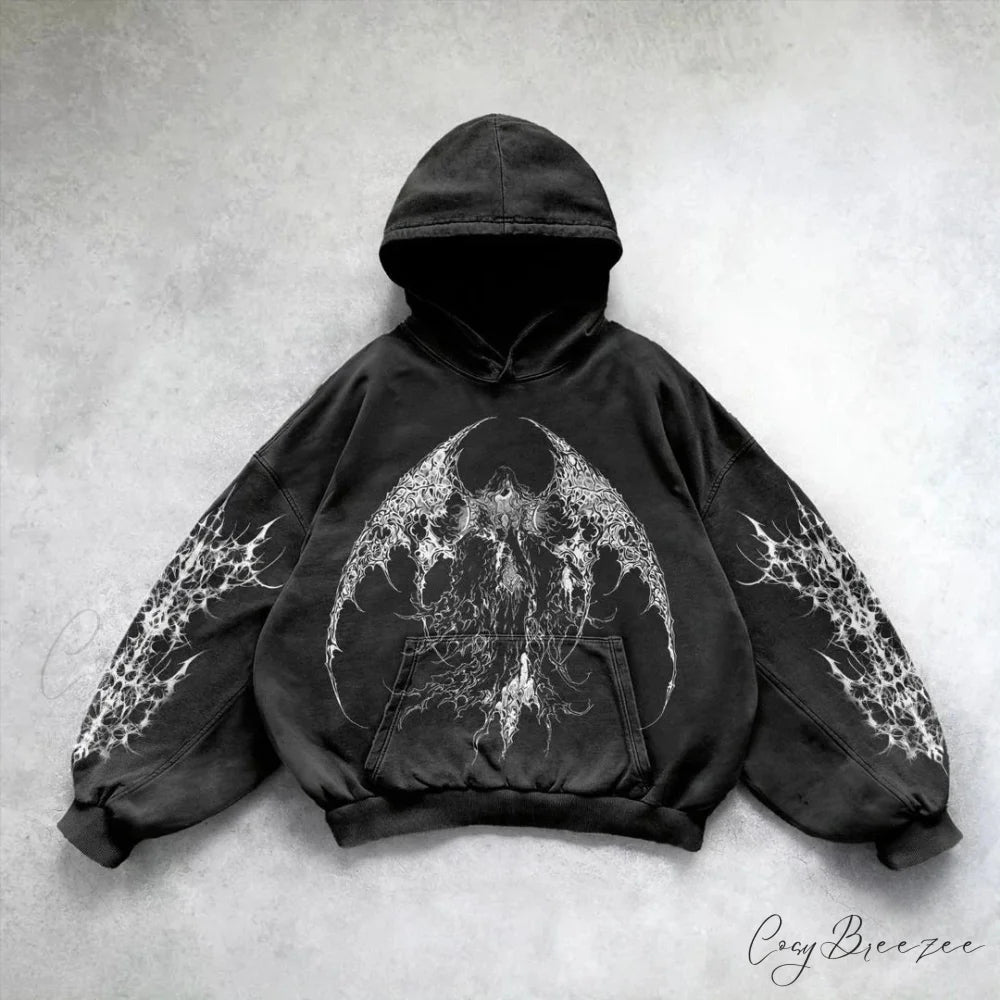 Loose Plus Size Hip Hop Hoodie black 1 / S hoodies-241228