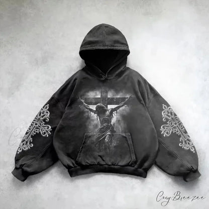 Loose Plus Size Hip Hop Hoodie black 3 / S hoodies-241228