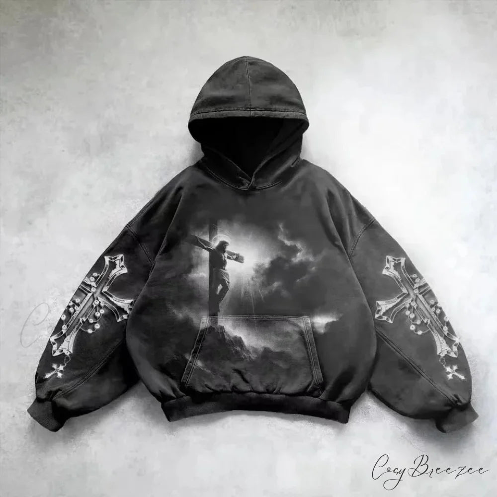 Loose Plus Size Hip Hop Hoodie black 4 / S hoodies-241228