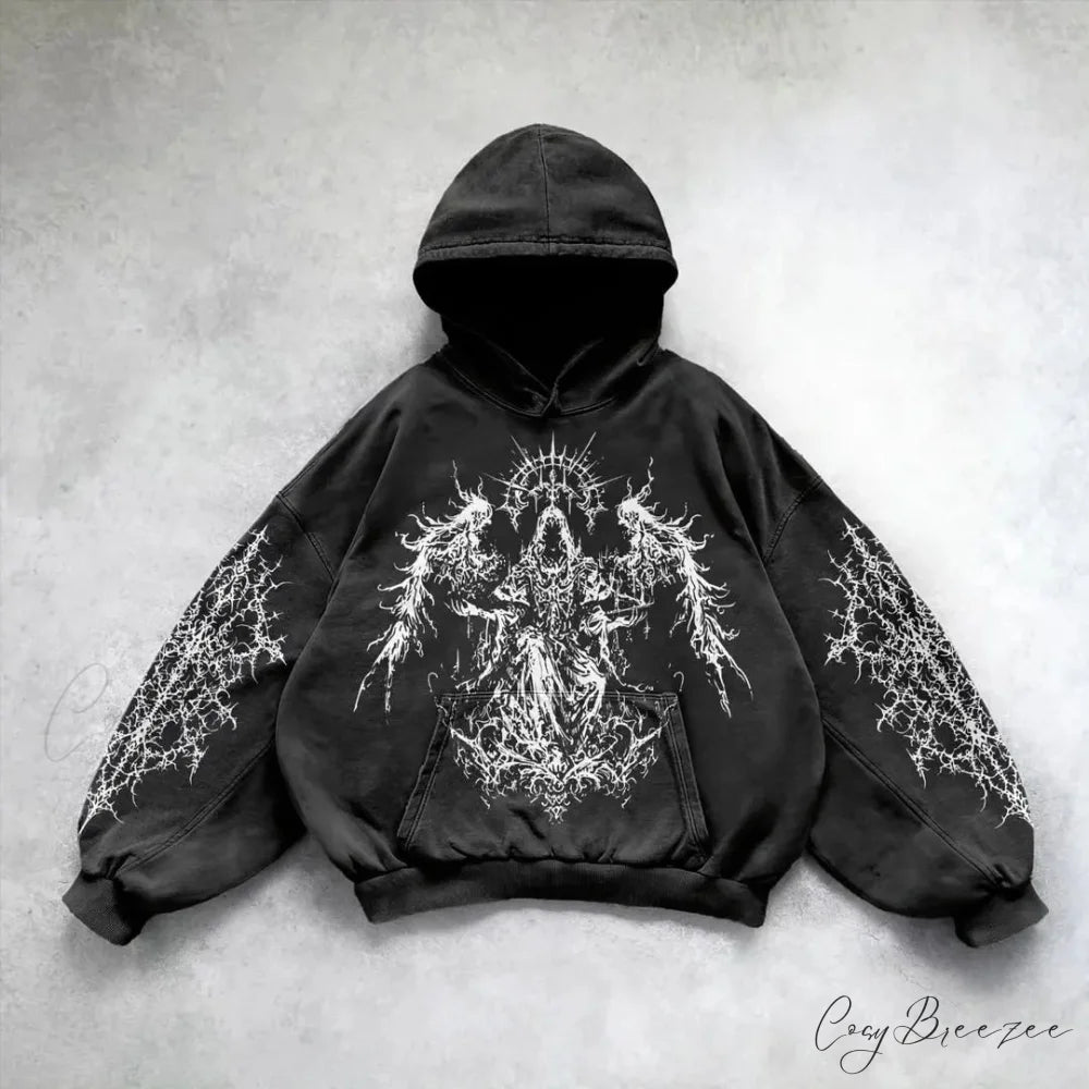 Loose Plus Size Hip Hop Hoodie black 5 / S hoodies-241228