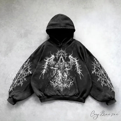 Loose Plus Size Hip Hop Hoodie black 5 / S hoodies-241228