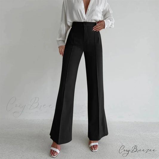Loose Split Straight Relaxed Pants Black / S pants-241228