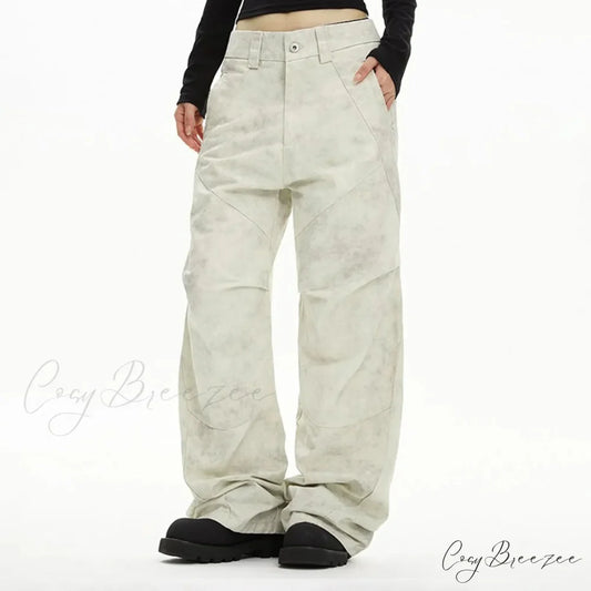 Loose Straight Tie Dye Y2K Street Pants Beige / S pants-241228