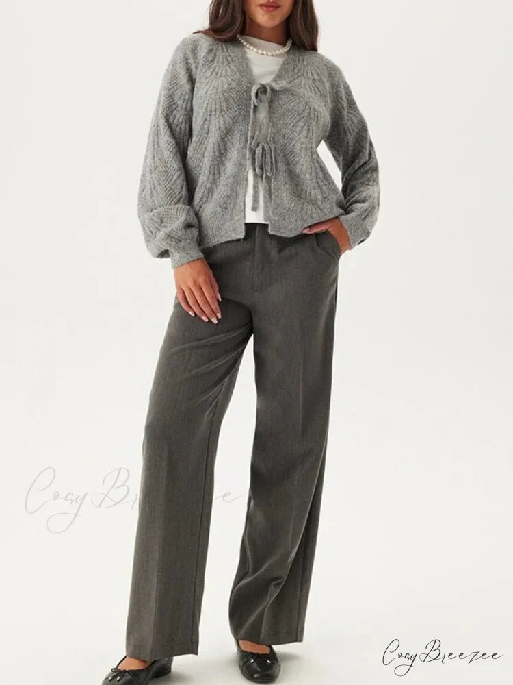 Loose V-neck Deep Button Cardigan cardigans-241228