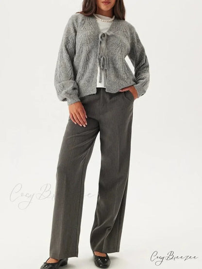 Loose V-neck Deep Button Cardigan cardigans-241228