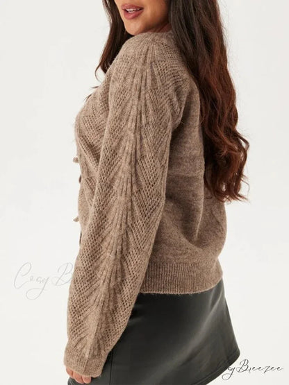 Loose V-neck Deep Button Cardigan cardigans-241228
