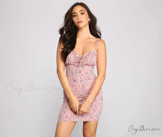 Love At First Bloom Graceful Ditsy Floral Mini Dress PINK / XS