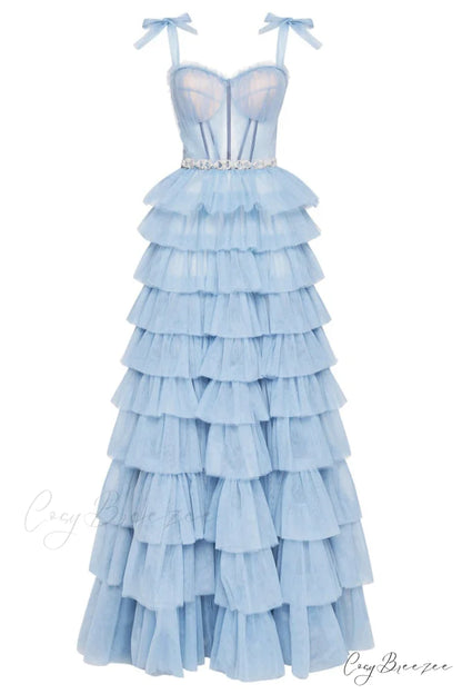 Love Stays True Trendy Frill-Layered Tulle Maxi Dress