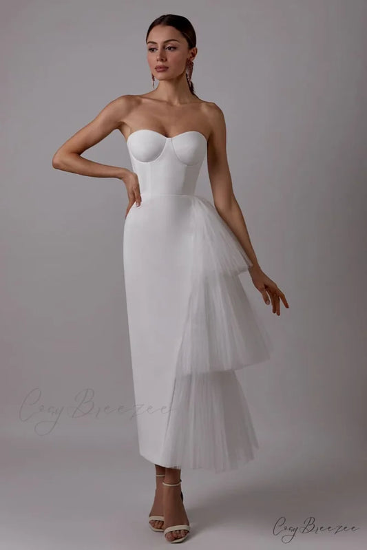 Love You Always Trendy Strapless Bustier Midi Dress White / 2