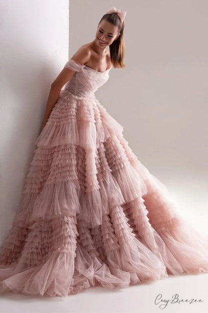 Love You So Trendy Off-The-Shoulder Frill-Layered Maxi Dress