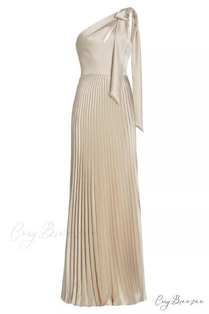 Lovely Evenings One-Shoulder Trendy Pleated Maxi Dress