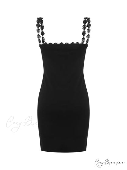 Low Cut Party Clubwear Sexy Flowers Strap Patchwork Mini Dress