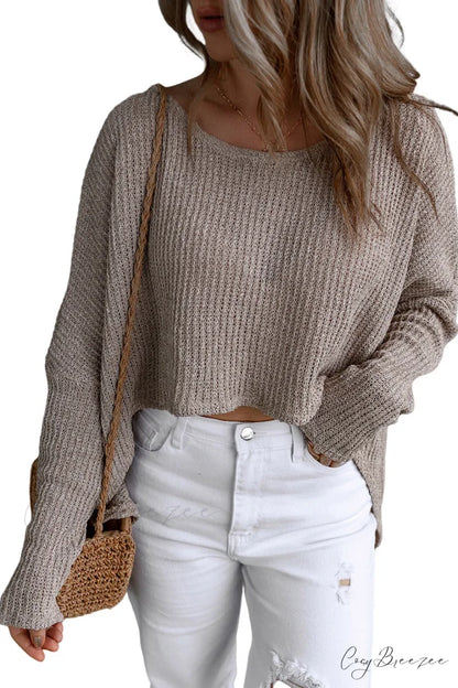 Low Dolman Slouchy High Gray Arm Sweater