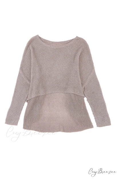 Low Dolman Slouchy High Gray Arm Sweater
