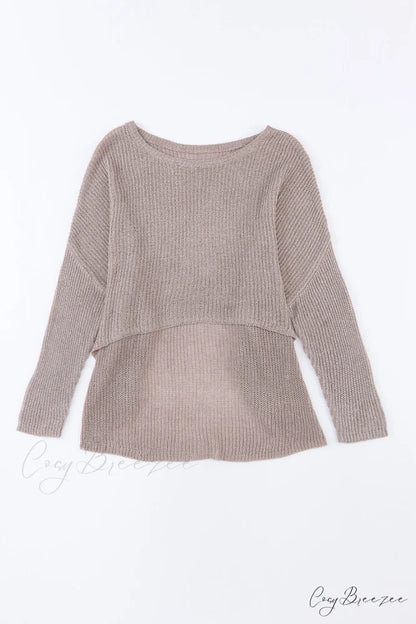 Low Dolman Slouchy High Gray Arm Sweater