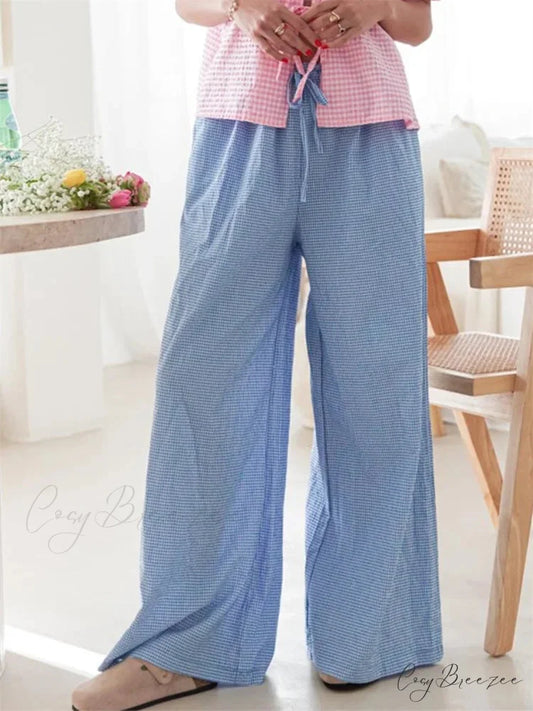 Low-Waist Solid Shade Relaxed Casual Street Pant BLUE / S pant-250223