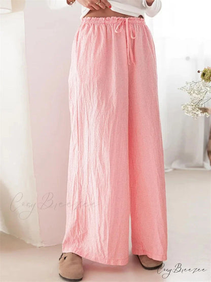 Low-Waist Solid Shade Relaxed Casual Street Pant DARKPINK / S pant-250223