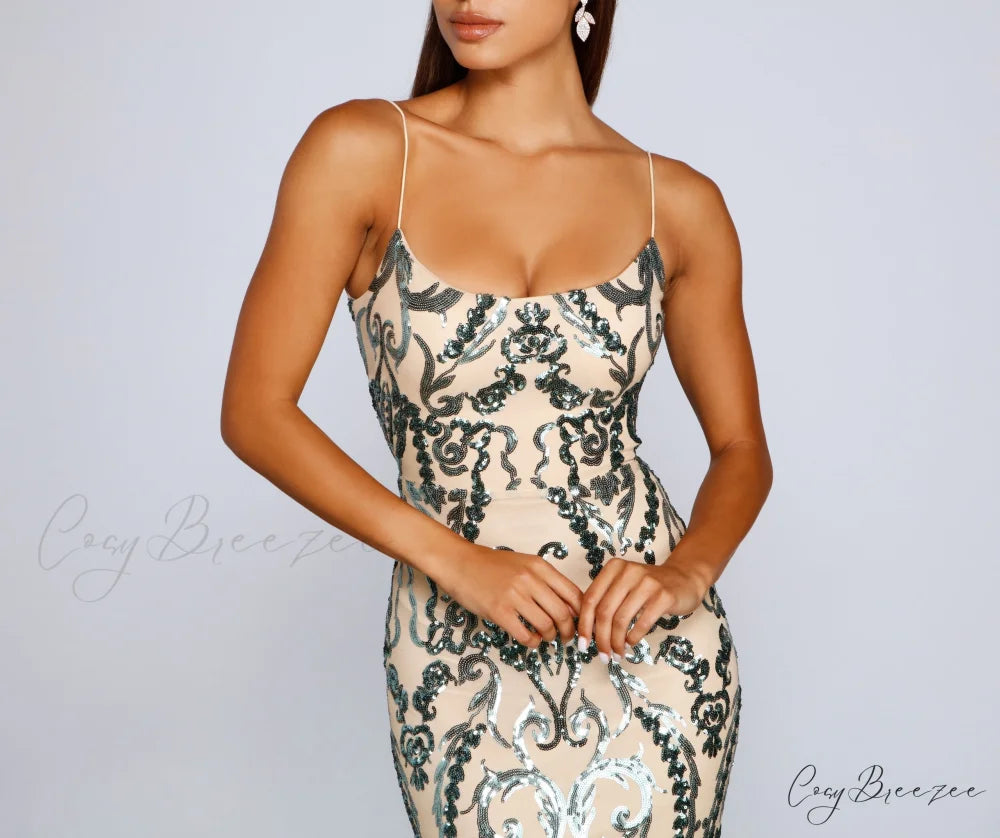 Luana Formal Open Charming Back Sequin Dress