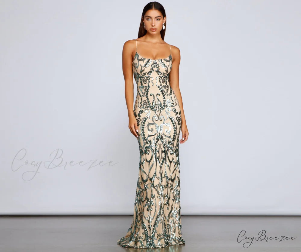 Luana Formal Open Charming Back Sequin Dress