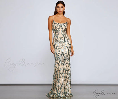 Luana Formal Open Charming Back Sequin Dress
