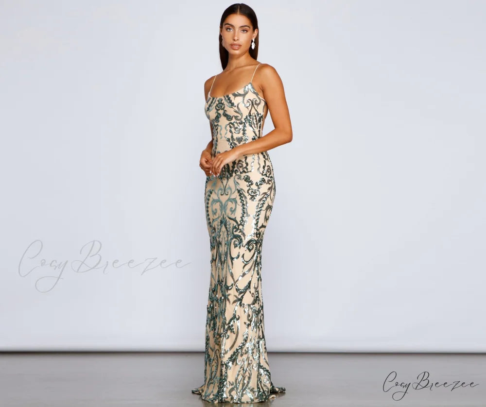 Luana Formal Open Charming Back Sequin Dress