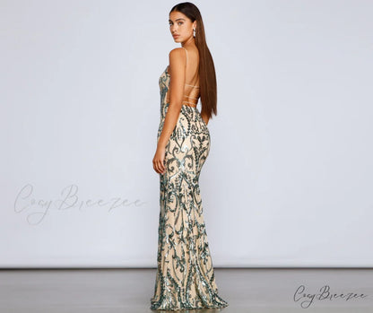 Luana Formal Open Charming Back Sequin Dress NUDE / 3