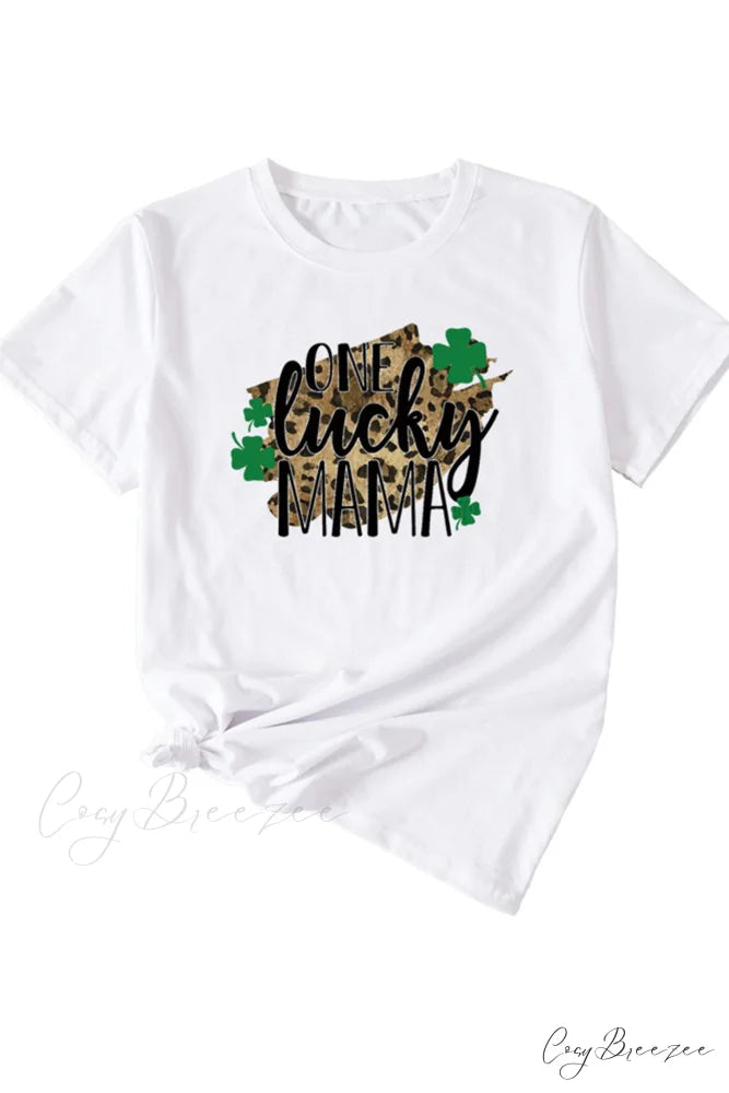 Lucky Mama Leopard Graphic T-shirt White / S