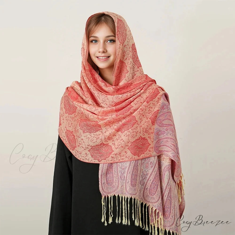 Luxurious Autumn Cashmere Pashmina Shawl Scarf red1 scarf-241228