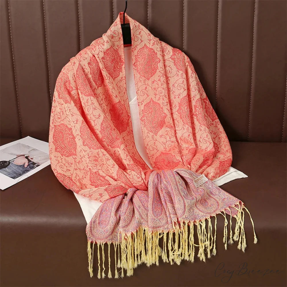 Luxurious Autumn Cashmere Pashmina Shawl Scarf red2 scarf-241228