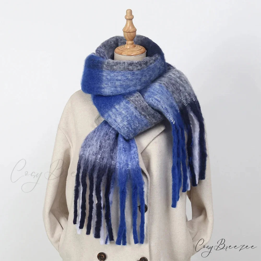 Luxurious Cashmere Bright Solid Color Scarf blue scarf-241228